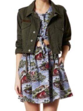 Topshop Tie‑Front Cutout Sundress – Tropical Print – Size 6